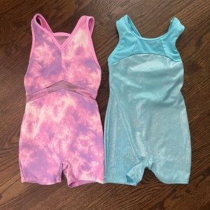 Gymnastics Leotards Two Girl XS 4-5 Shorts Dance